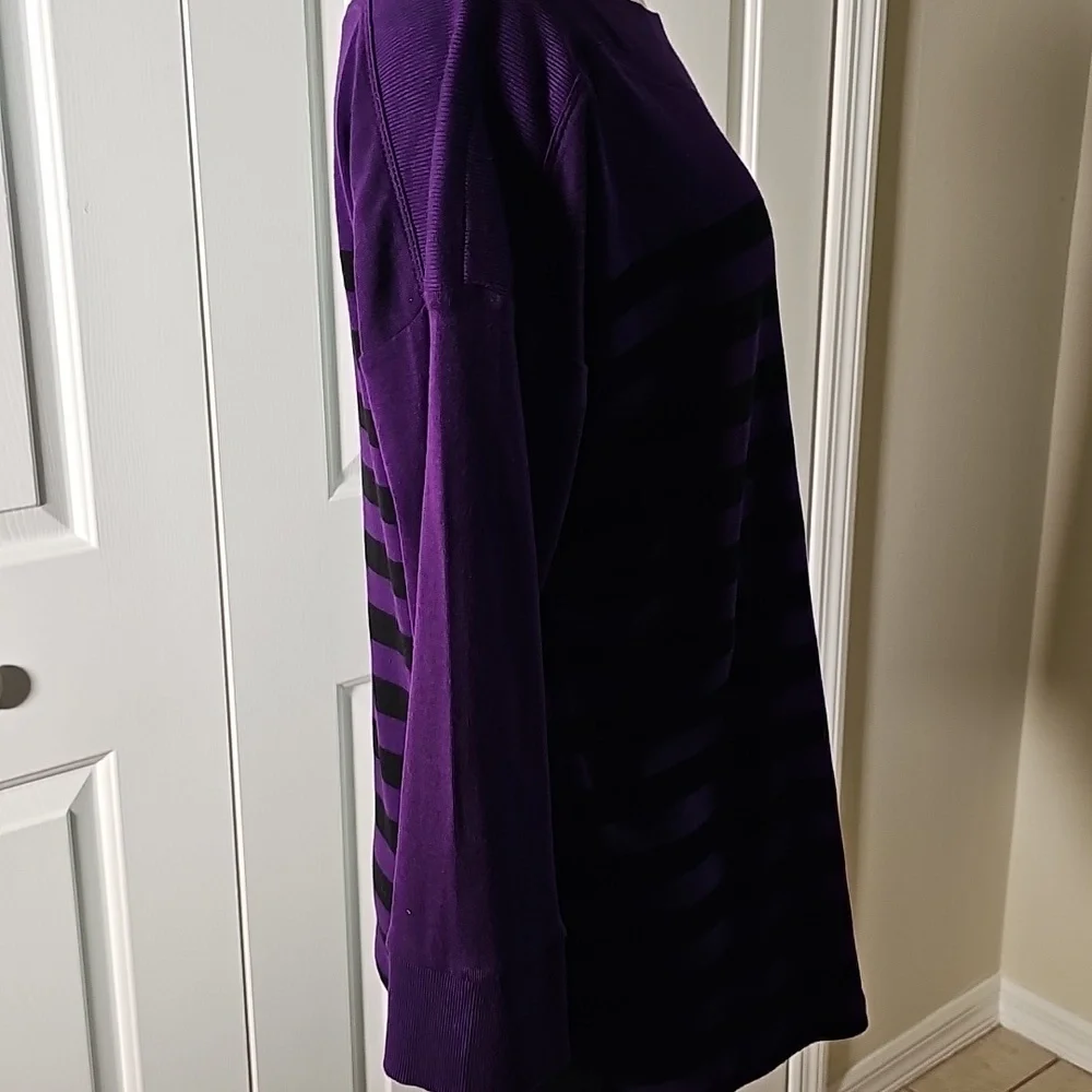 Ralph Lauren Purple and Black. Boat Neck 3/4 Sleeves‎ Sweater Sz XL